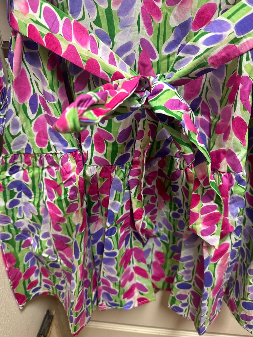 JODIFL Pink Purple Green Floral Print Belted Dress - Picture 5 of 8